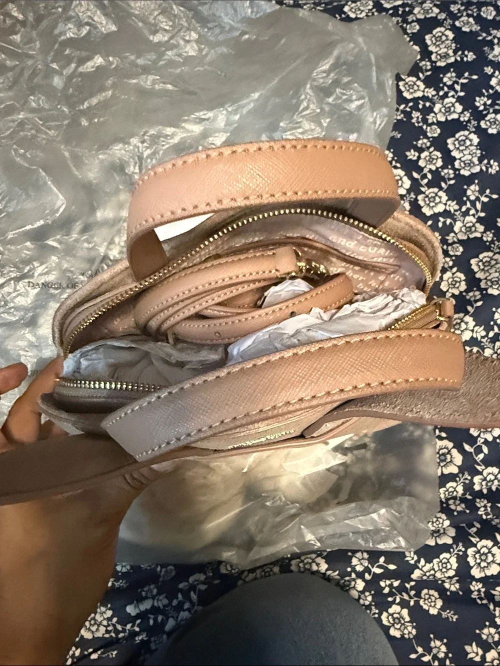 kate spade beige suede bunny-ear backpack